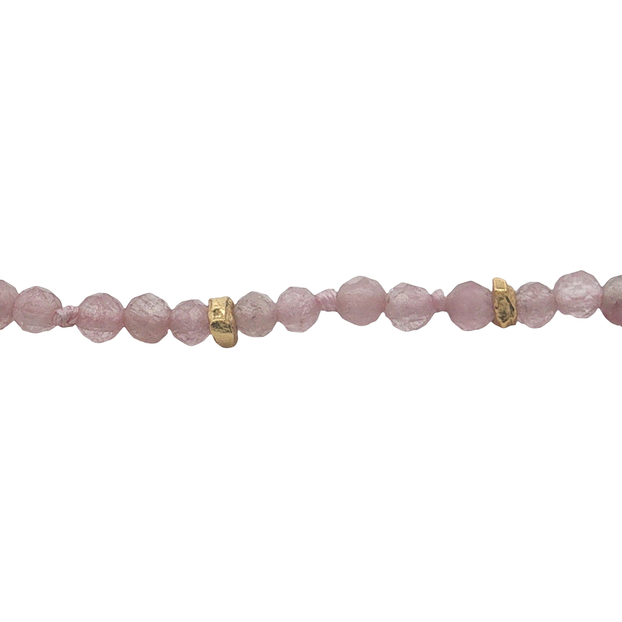 Bracelet doré tourmaline rose et petites perles dorées