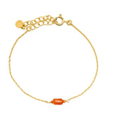 Bracelet doré avec Cornaline rectangle et Opale de feu