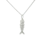 Collier en argent 925 petit poisson articulé et zircons blancs 42 cm
