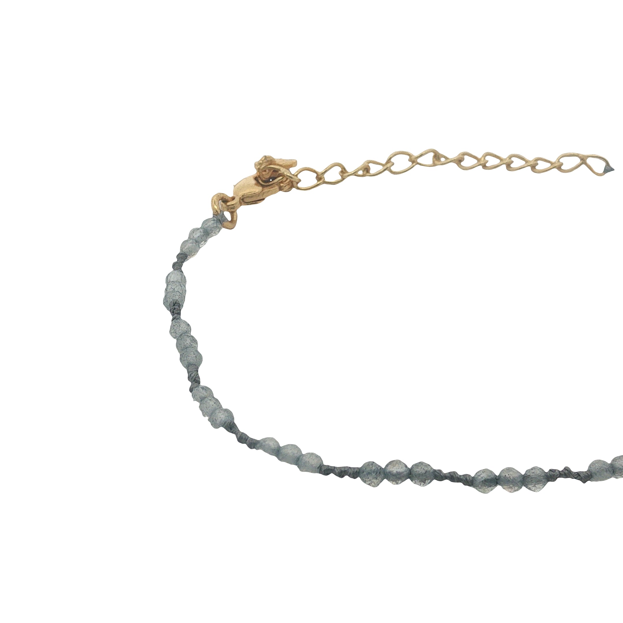 Bracelet doré labradorite et noeuds gris