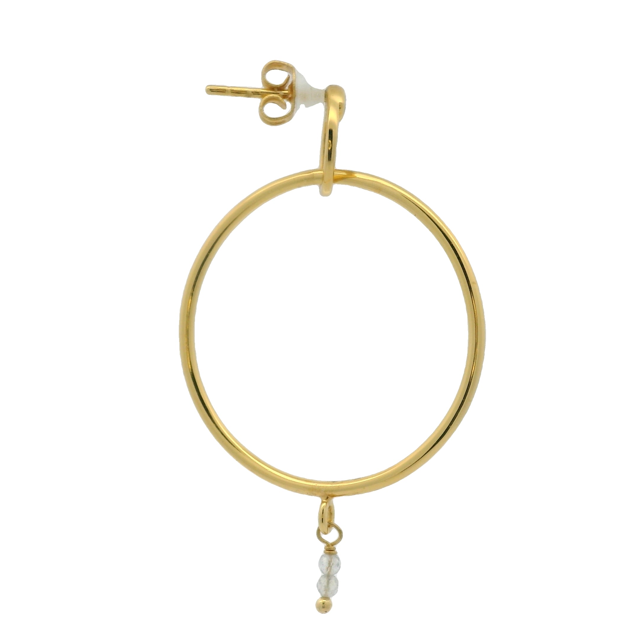 Gold hoop earrings and labradorite