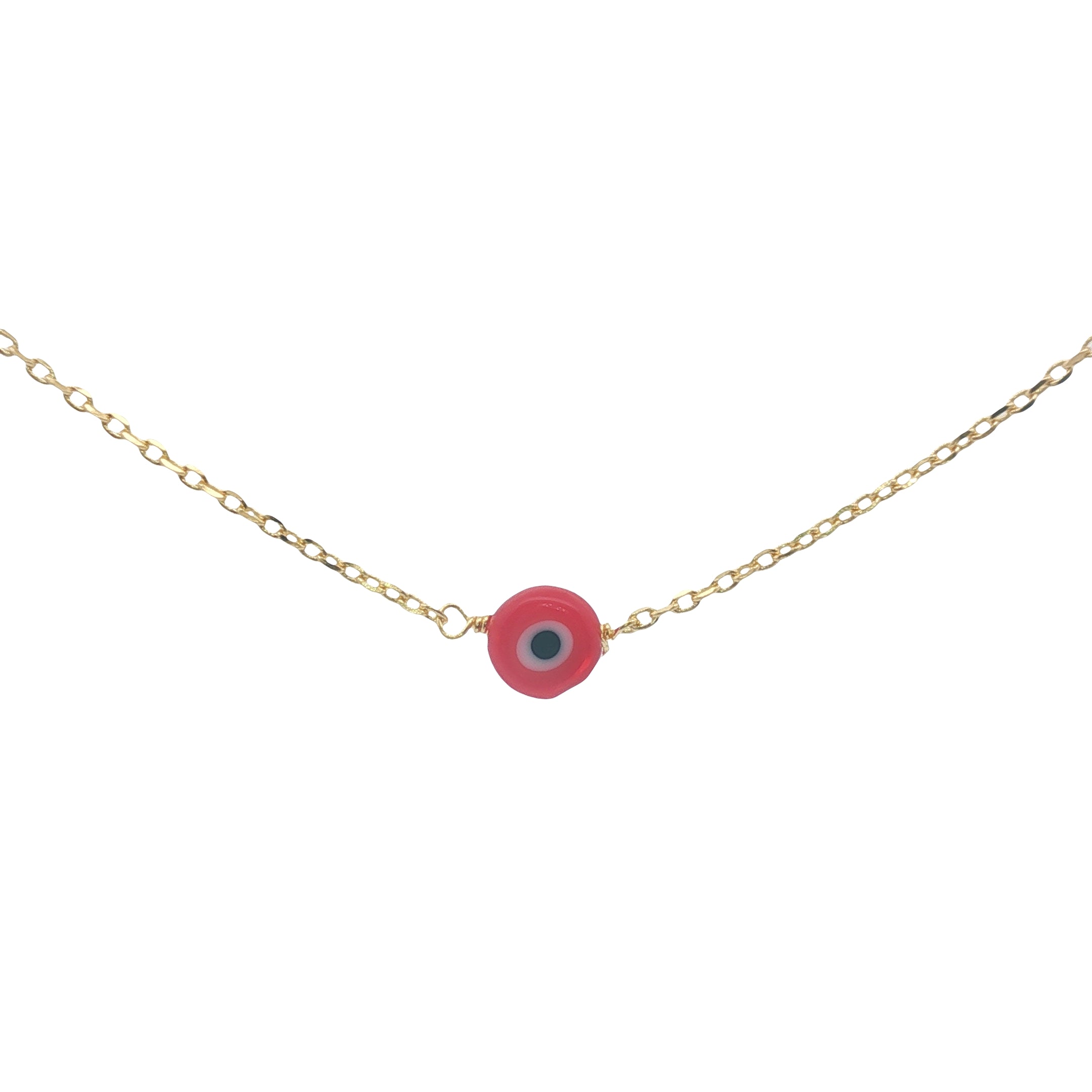 Collier doré petit oeil rouge 38 cm