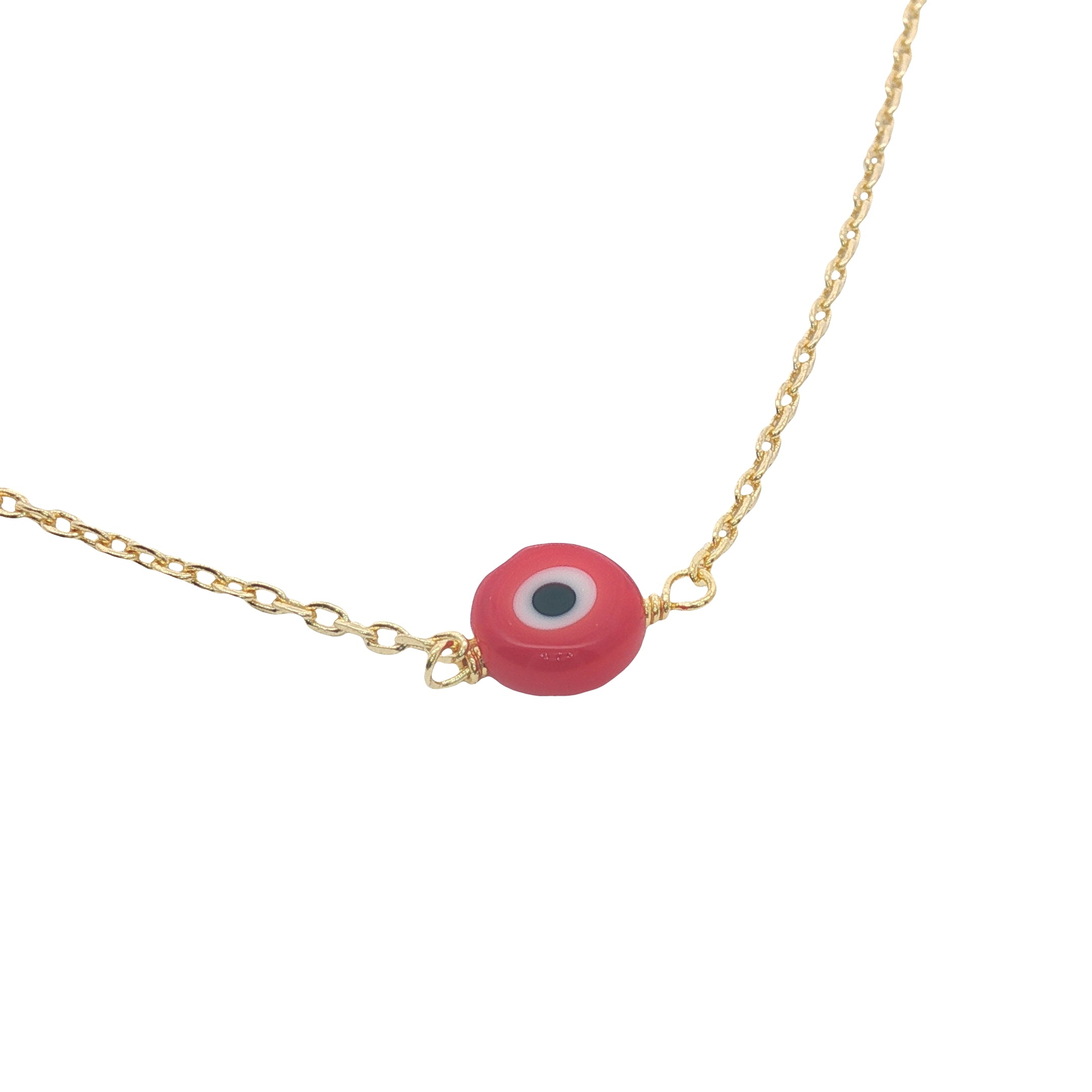 Collier doré petit oeil rouge 38 cm