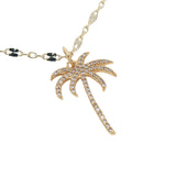 Collier doré palmier en zircons 50 cm