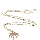 Collier doré palmier en zircons 50 cm