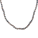 Collier doré perles bleu, blanc et rouge 75 cm