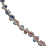 Collier doré perles bleu, blanc et rouge 75 cm