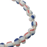 Collier doré perles bleu, blanc et rouge 75 cm