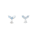 925 silver stud earrings with 3 zircons and tassel