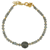 Bracelet doré labradorite et disques dorés