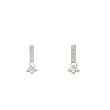 Boucles d'oreilles argent 925 barre en zircons et pampilles