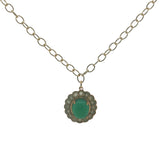 Collier doré fleur duo de prehnite et onyx verte 50 cm