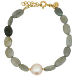Stone and pearl bracelet