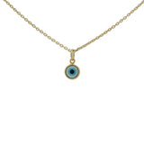 Collier doré petit oeil plat blanc 42 cm
