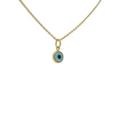 Collier doré petit oeil plat blanc 42 cm