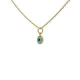 Collier doré petit oeil plat blanc 42 cm