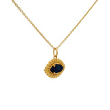 Collier doré oeil texturé en lapis lazulis 42 cm