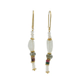 Boucles d'oreilles dorées mix labradorite, pierre de lune et tourmaline