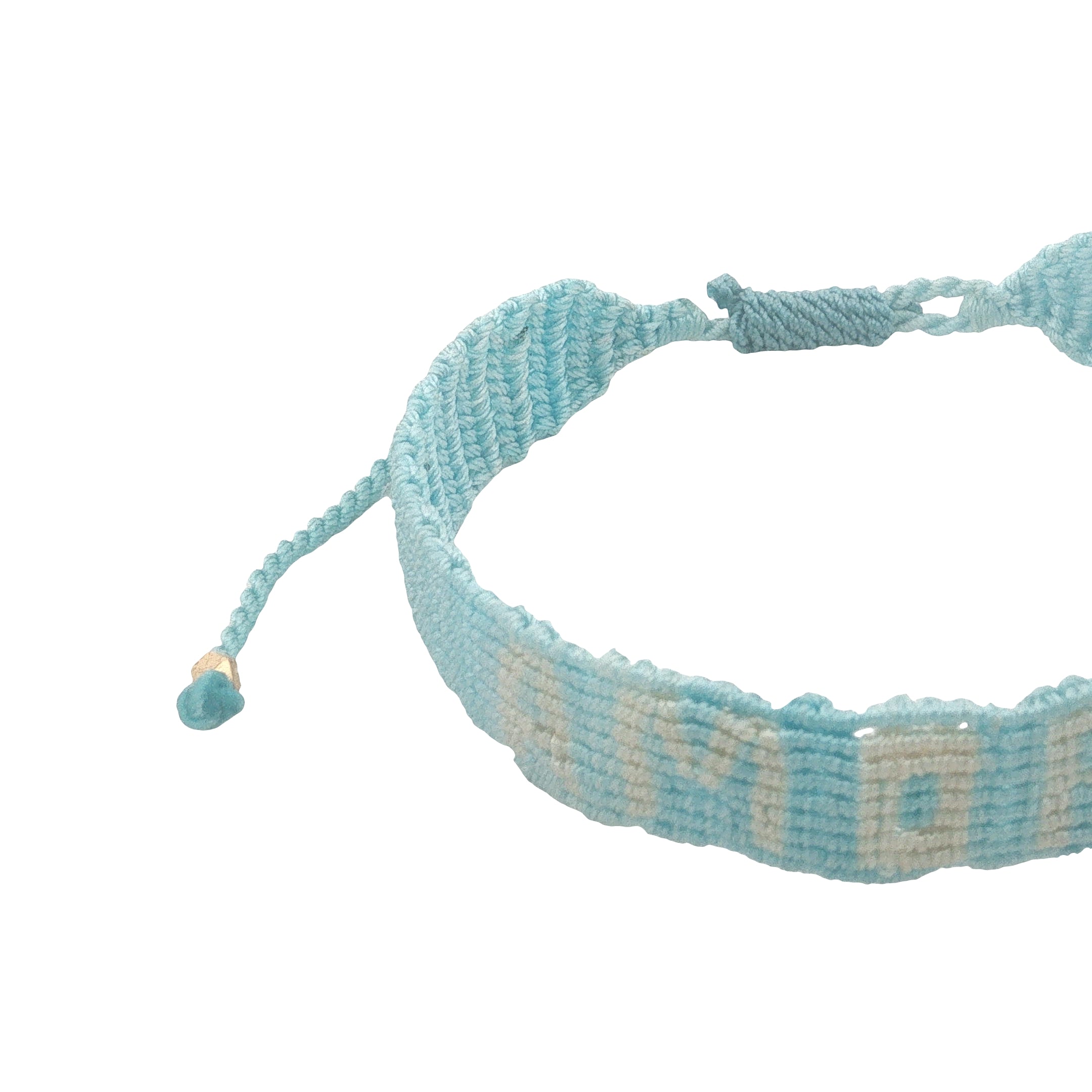 Bracelet brésilien doré fil tissé turquoise et crème "amore"