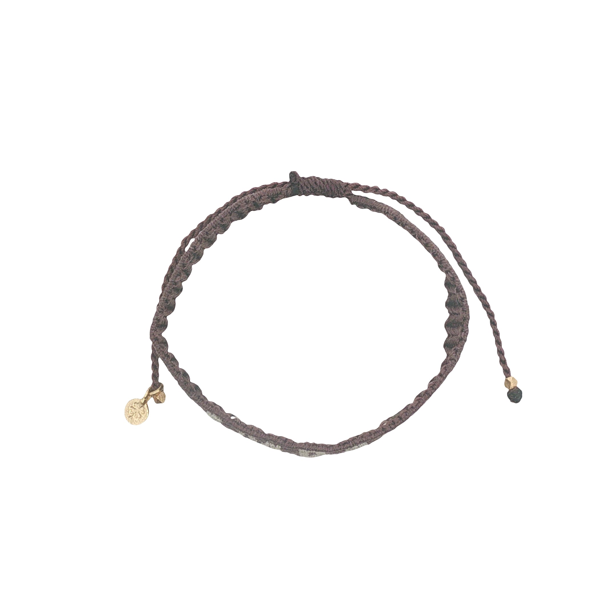 Bracelet brésilien doré fil tissé marron foncé et crème "amore"
