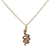 Collier doré serpent zircons blancs 60 cm