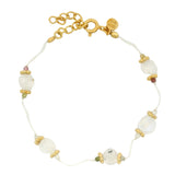 Bracelet doré sur fil avec pierre de lune tourmaline et couronnes