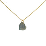 Collier doré petit coeur en labradorite lisse 42cm