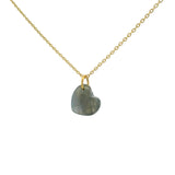 Collier doré petit coeur en labradorite lisse 42cm