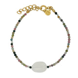 Bracelet doré pierre de lune et tourmaline