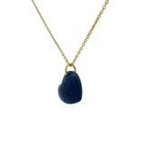 Golden necklace with large heart stone pendant