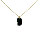 Collier doré main en onyx noire 42 cm