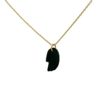Collier doré main en onyx noire 42 cm