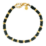 Bracelet doré onyx noir heishi et disques dorés
