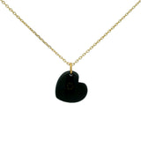 Golden necklace with large heart stone pendant