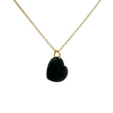 Golden necklace with large heart stone pendant