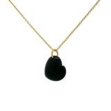 Golden necklace with large heart stone pendant