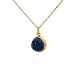 Collier doré coquillage et lapis lazuli 42 cm