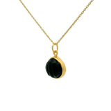 Collier doré coquillage taillé dans de l'onyx noire 42cm