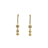Gold bar earrings with zircons and tassels