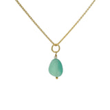 Collier doré et petite onyx verte lisse 42 cm
