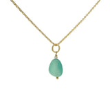 Collier doré et petite onyx verte lisse 42 cm