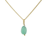 Collier doré et petite onyx verte lisse 42 cm