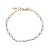 Bracelet doré perles de culture et tourmaline rose