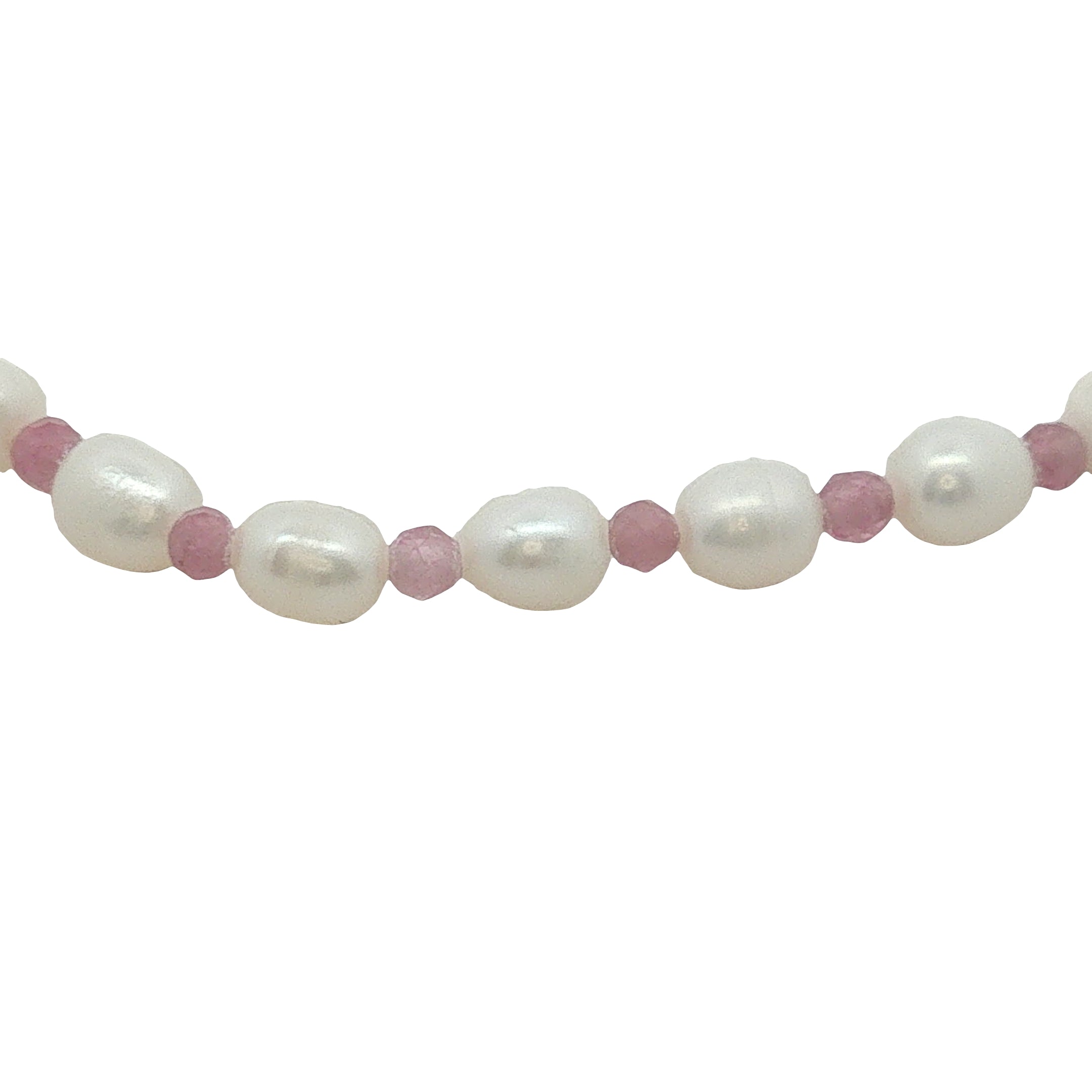 Bracelet doré perles de culture et tourmaline rose