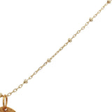 Collier doré médaillon ovale strié lapis lazulis 60 cm