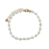 Bracelet doré perles de culture et prehnite