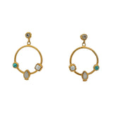 Golden multi-stone ring earrings