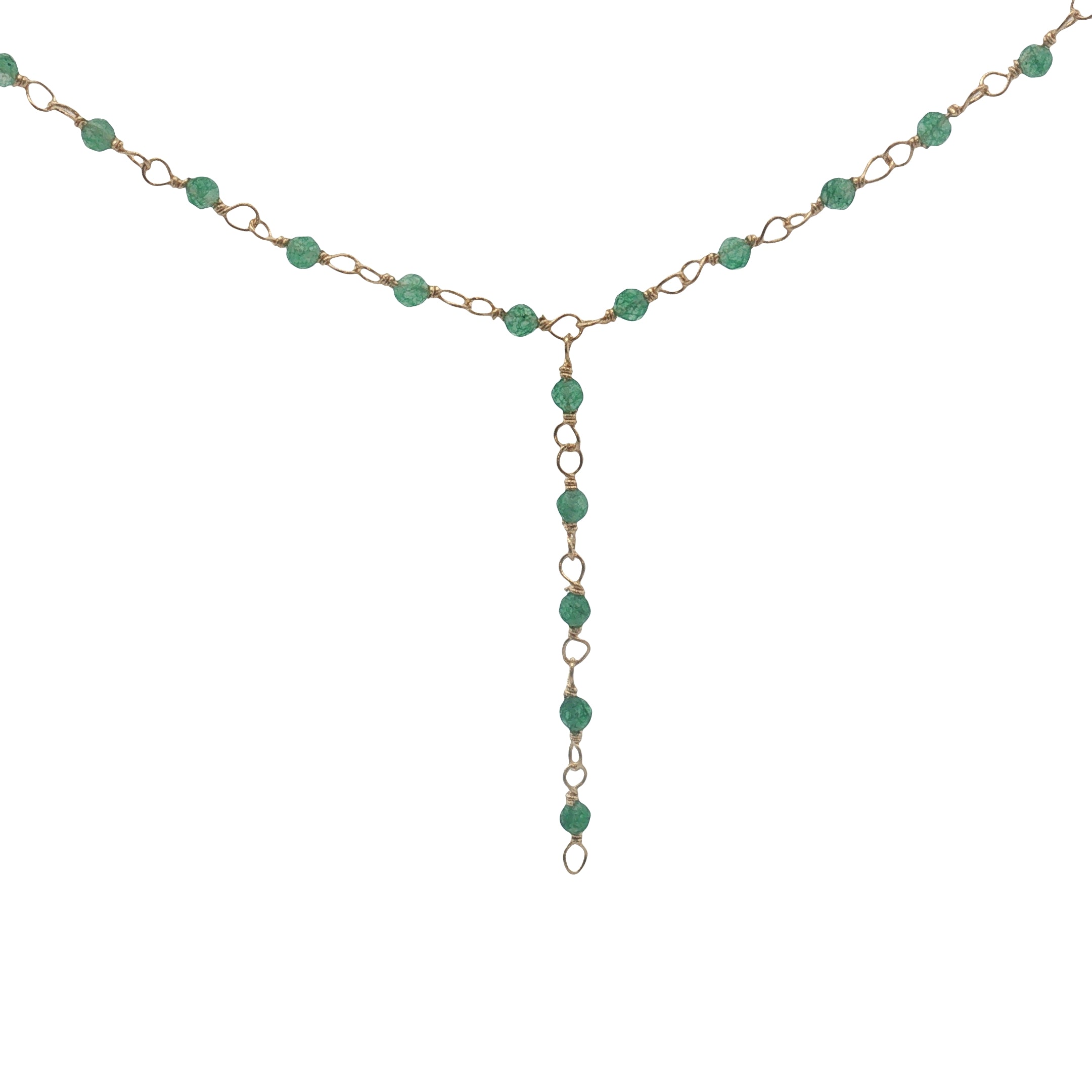 Collier doré base chapelet chaine rosary onyx verte 46 cm