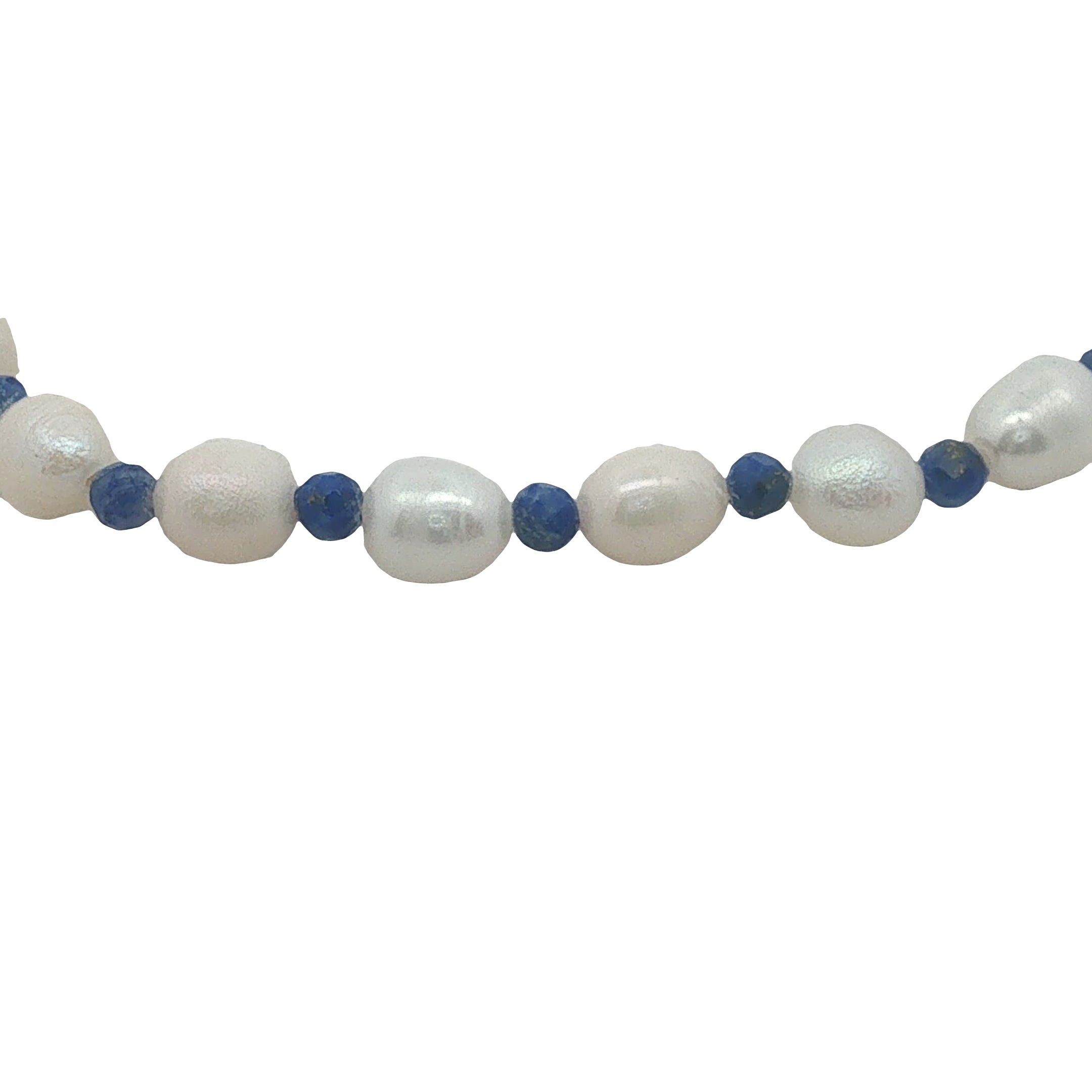 Bracelet doré perles de culture et lapis lazuli