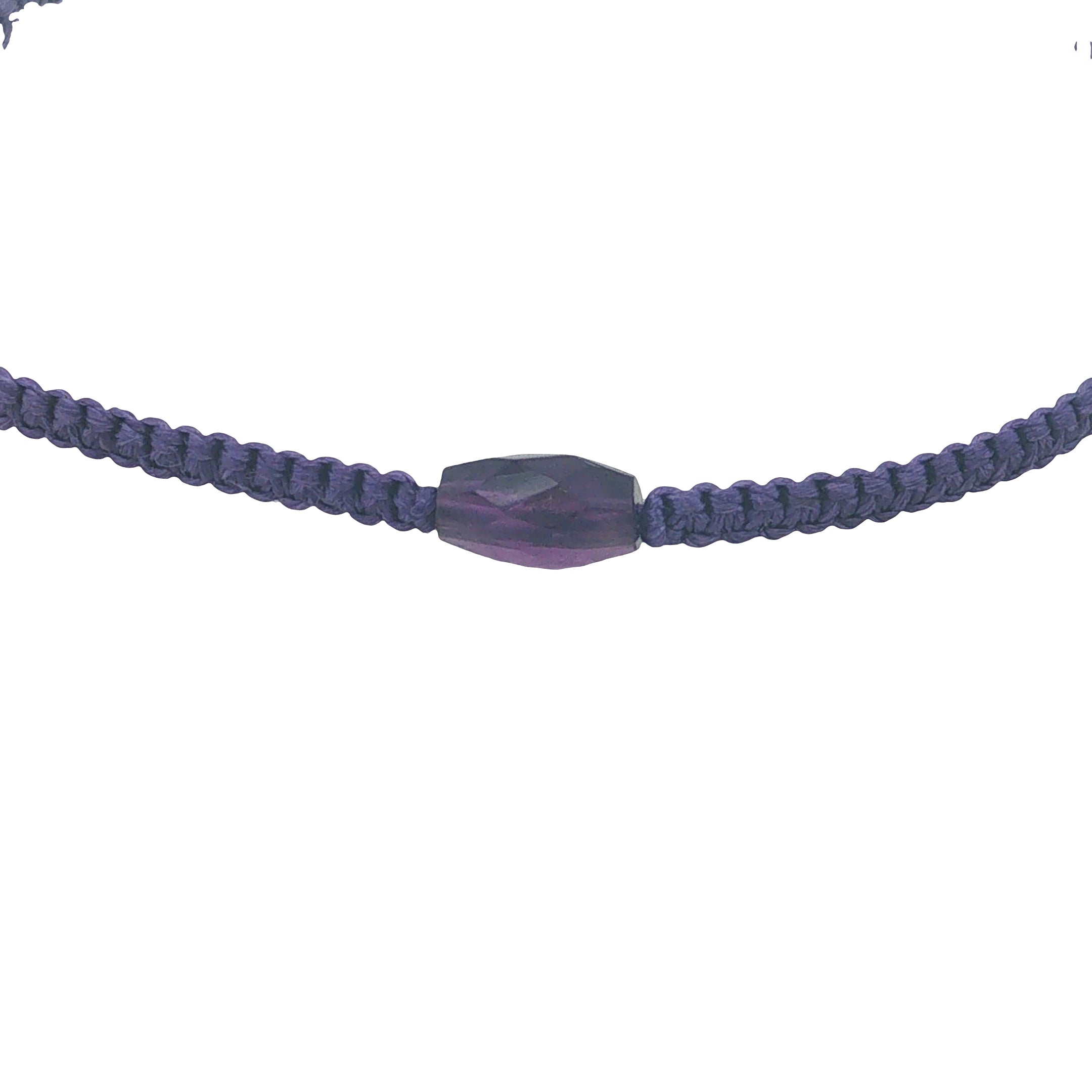 Bracelet doré cordon tressé violet avec améthyste